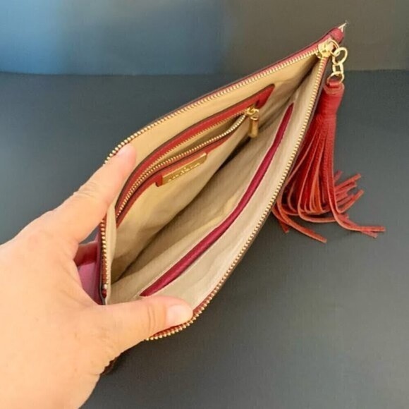 Sam Edelman Chevron Walker Suede Leather Boho Tribal Indie Clutch Bag - Picture 6 of 11